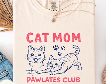 Cat mom pawlates Comfort Colors shirt, pilates and cat lover tee, gift for new pet mom, stretching exercise outfit, pets and hobby top