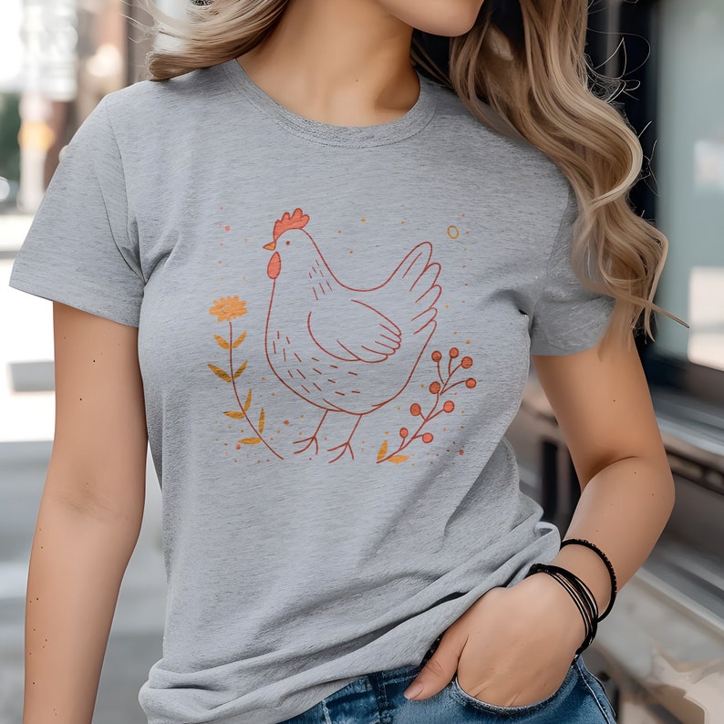 Floral Chicken Rustic Shirt, Farm Life Fowl Tee, Country Side Gift ...