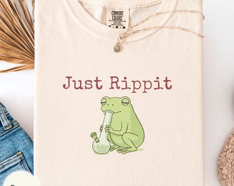 Just rippit Comfort Colors shirt, frog smoking weed tee, funny stoner gift, 420 cannabis outfit, goblincore marijuana top, ganja lover tee