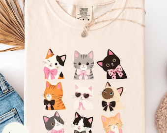 9 lives cute cats Comfort Colors shirt, whimsical cat mom gift, kitty mama tee, cat lady present, vintage retro cat lover outfit