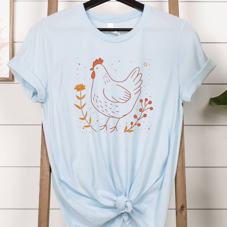Floral Chicken Rustic Shirt, Farm Life Fowl Tee, Country Side Gift ...