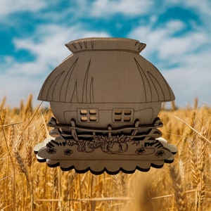 Hölzerner Serviettenhalter, Bauernhausküche, Picknick-Serviettenhalter, ukrainischer Hausstil