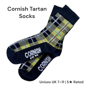 Cornish National Tartan Strumpor - Unisex UK 7-11 - Keltisk presentidé - St Piran's Day - Cornish Heritage