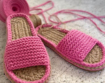 Flamingo Rope Slides | Handmade Jute & Cotton Slippers | Natural Indoor Outdoor Slides | Boho Summer Sandals for Women