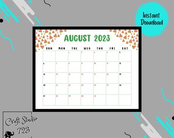 Calendario imprimible 2023-2024 - Calendario estacional - Agosto-julio - 8.5 x 11 Horizontal