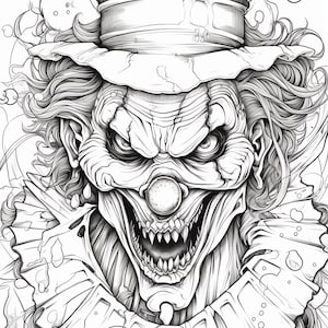 25 Seiten - Halloween SCARY Clowns - Malbuch für Erwachsene, Malbuch für Erwachsene, Malbuch für Kinder - DIGITALER DOWNLOAD