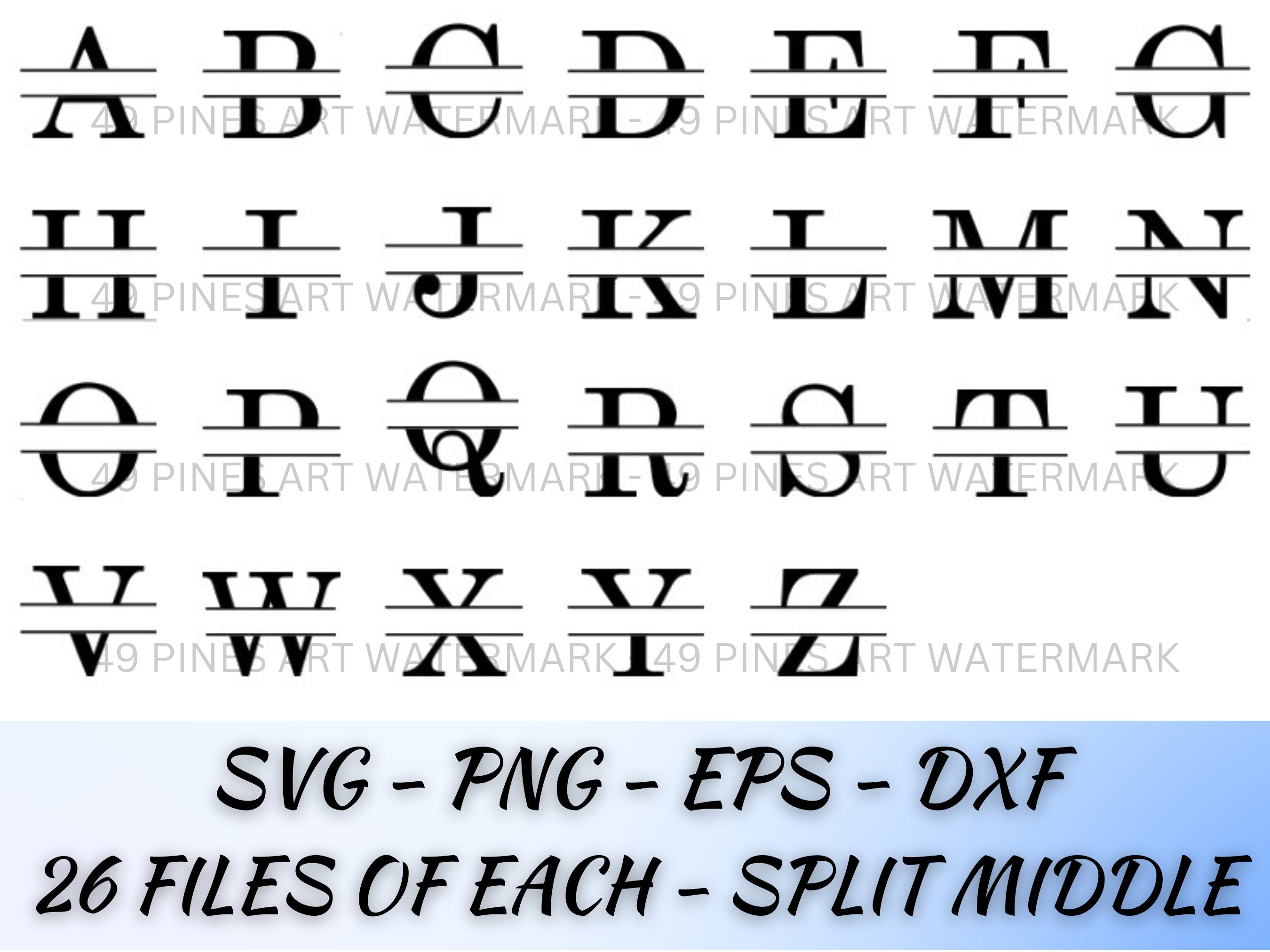 Split A Initial Split Monogram SVG Bundle, 26 Split Middle, 26 Split Lower, Spilt ...