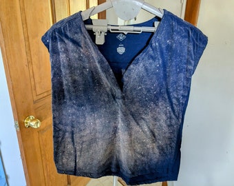 T-shirt unique à col en V effet éclaboussures de grillage, femme L
