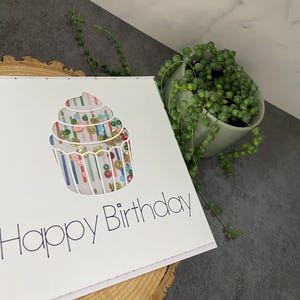 Birthday Shaker Card with Candle Background | Cupcake Birthday Shaker Card | Shaker Card | Handmade Card | Sequins | Colorful