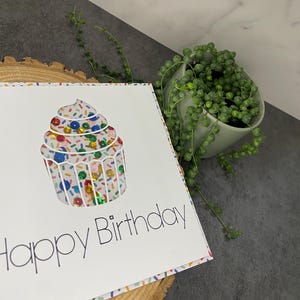 Birthday Shaker Card with Sprinkle Background | Cupcake Birthday Shaker Card | Shaker Card | Handmade Card | Sequins | Colorful