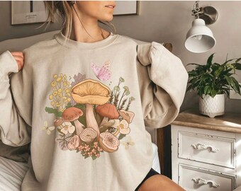 Cottage core mushroom sweatshirt
