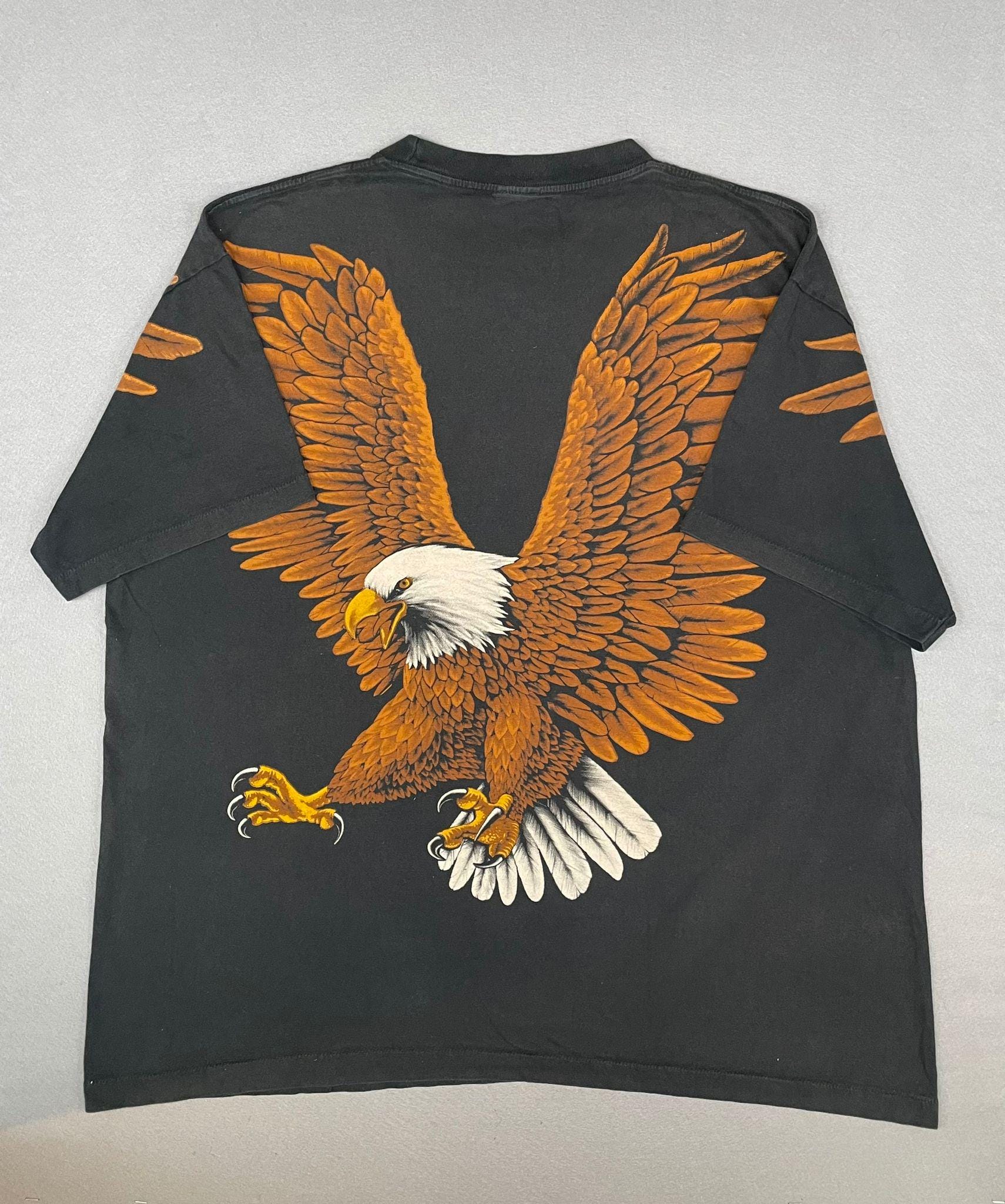 サイズ1 subculture vintage body eagle Tシャツ American Wildlife Vintage Eagle Black T-Shirt Tee Liquid Blue