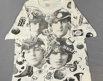 Vintage 90's the Beatles Hey Jude All Over Print Single Stitch T