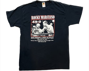 Vintage Rocky Marciano VS Jersey Joe Walcott, Black Tee, Fruit of the Loom Large