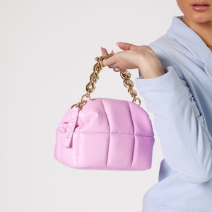 Bolsa de maquiagem acolchoada vegana de luxo rosa fofa da ESTETIKA