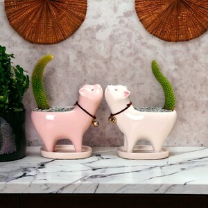 Ceramic Succulent Kitten Flowerpot|Decoration Cat Planter| Cactus Ceramic Planter| Home Decor| Flowerpot Decor| House-Warming Gift| Decor