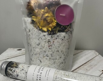 Venus Goddess bath salts/ Bath soaks/energy cleanser/spa gifts/Infused/Helichrysy bracteatum&butterfly pea flowers/elderberry and vitamin D