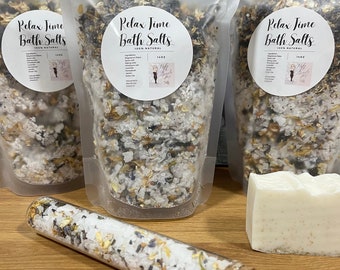 Relax Time bath salts/ Bath soaks/ energy cleanser/ selfcare/ spa gifts/ Infused bath salts/ hand made/natural bath soak/ lavender infused