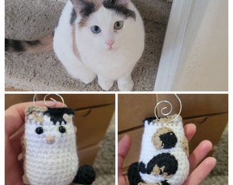 Custom Crochet Cat Plushie, cat gift, Christmas gift, amigurumi cat, ornament, keychain, cat remembrance