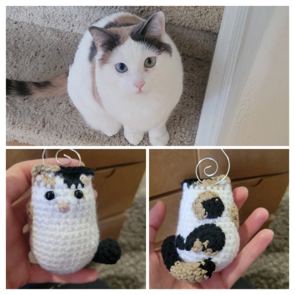 Custom Crochet Cat Plushie, cat gift, Christmas gift, amigurumi cat, ornament, keychain, cat remembrance