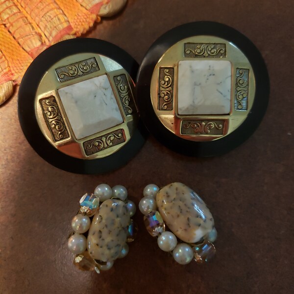 Bargain 2 Pair Vintage Clip on Earrings