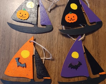 Halloween painted sailboats