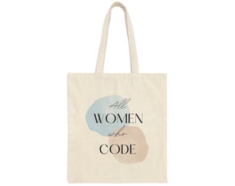 Torba typu Tote z płótna bawełnianego All Women Who Code Blue - prezent dla programisty - kobiety w technologii - prezent dla programisty - gadżety dla inżyniera oprogramowania - prezent dla techników