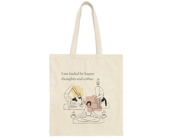 Torba z płótna bawełnianego Fueled by Coffee - prezent dla miłośnika kawy - artystyczna torba