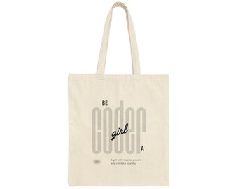 Torba z płótna bawełnianego Be a Coder Girl - prezent dla programisty - torba dla komputerowego geek - prezent dla programisty - gadżety dla inżyniera oprogramowania - kobiety w branży technologicznej