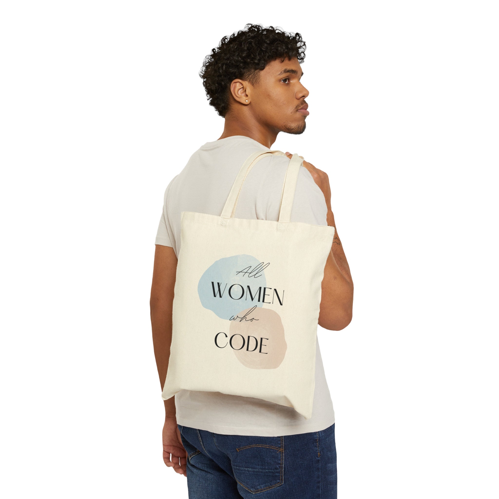 All Women Who Code Blue Cotton Canvas Tote Bag - Programmer Gift ...