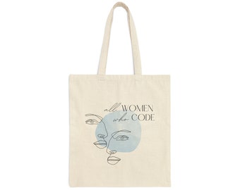 Torba płócienna All Women Who Code Face Cotton Canvas Tote Bag - prezent dla programisty - kobiety w technologii - prezent dla programisty - gadżety dla inżyniera oprogramowania - prezent dla techników