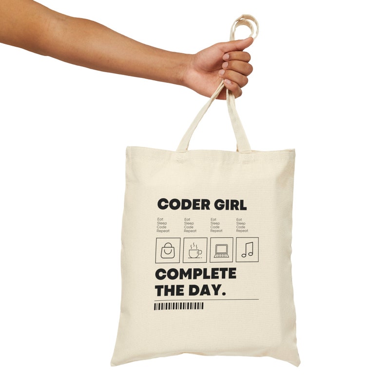 Day of a Coder Girl Cotton Canvas Tote Bag - Programmer Gift - Computer ...