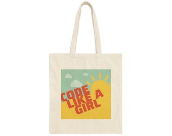 Torba z płótna bawełnianego Code like a Girl - prezent dla programisty - torba dla komputerowego geek - prezent dla programisty - gadżety dla inżyniera oprogramowania - kobiety w branży technologicznej