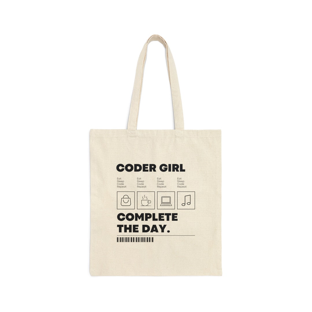Keymat Bag Coder Day of a Coder Girl Cotton Canvas Tote Bag - Programmer Gift - Computer ...