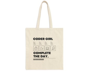 Torba z płótna bawełnianego Day of a Coder Girl - prezent dla programisty - torba dla komputerowego geek - prezent dla programisty - gadżety dla inżyniera oprogramowania