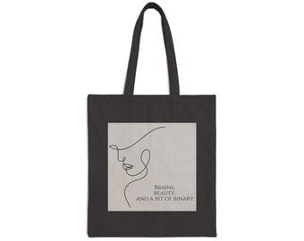 Bolsa de lona de algodón con diseño binario Brains Beauty: regalo para programadores, geeks, codificadores, artículos de ingeniería de software, bolsa de tecnología