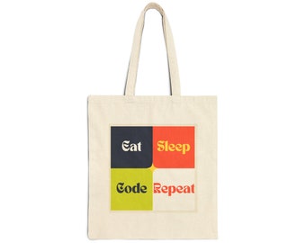Torba z płótna bawełnianego Eat Sleep Code Repeat - prezent dla programisty - torba dla komputerowego geek - prezent dla programisty - gadżety dla inżyniera oprogramowania