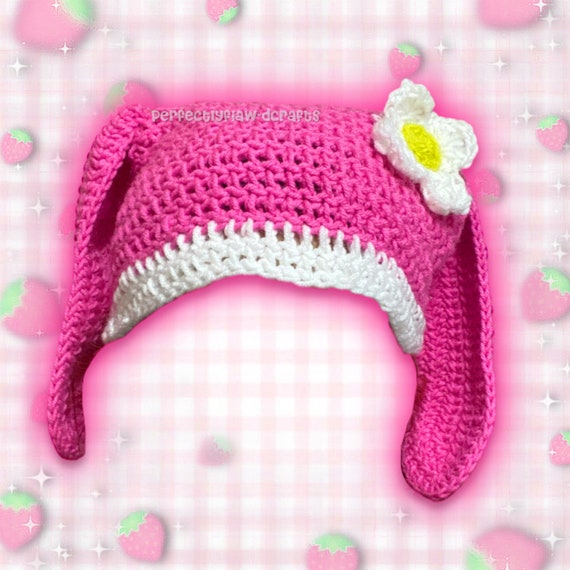 My Melody Inspired Cat Beanie With Bunny Ears - Etsy display picture 3
