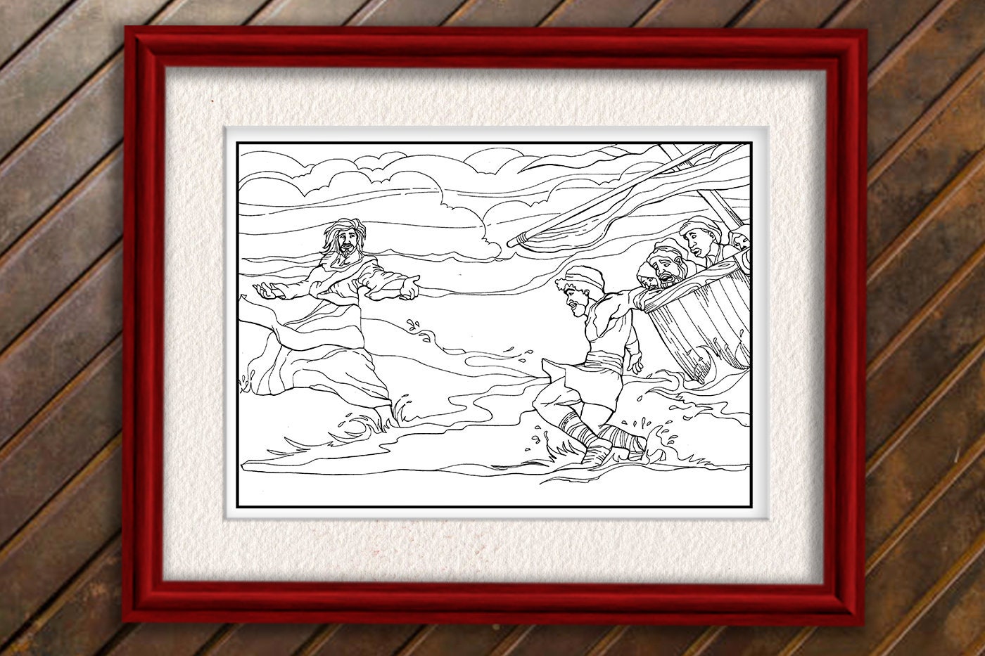 Jesus and Peter Walks on Water Bible Wall Art Prints Downloadable ...
