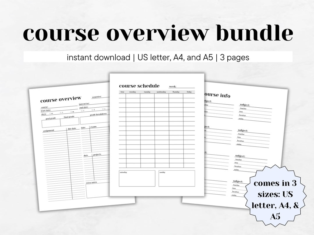 Course Overview Printable BUNDLE Course Planner for Students - Etsy ...
