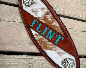Bronc Noseband with Cowhide Inlay and Customizeable Name!