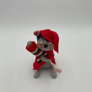 Annalee Christmas Mouse Doll w/ Knit Stocking Mobiltree Meredith NH 1989 6” tall No Tags