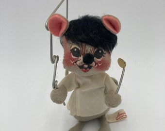 Muñeca ratón dentista Annalee Mobiltree Meredith NH 1972 6" de alto Sin etiquetas