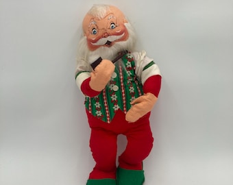 Bambola di Babbo Natale Annalee con pipa Mobiltree Meredith NH 1967 alta 16" Senza etichette
