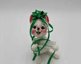 Muñeca de ratón Annalee envuelta en un lazo Mobiltree Meredith NH 2000 6&quot; de alto Sin etiquetas