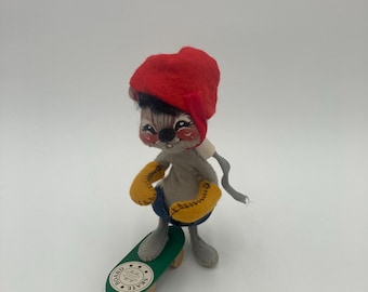 Annalee Skateboard Maus Puppe Skateboard Maus Mobiltree Meredith NH 1971 6 "hoch Keine Tags (Siehe Beschreibung)