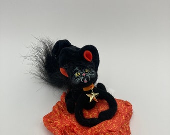 Annalee Moonlight Witch Cat Doll Black Cat Doll Mobiltree 2009 4” tall No Tags