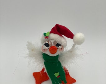 Annalee klassische Entenpuppe, Weihnachtsente mit Weihnachtsmütze, Mobiltree 2009, 15,2 cm groß, ohne Etikett