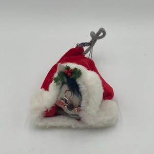 Annalee Christmas Mouse Doll in Red Stocking, Stocking Mouse Doll Mobiltree Meredith NH 1990 8” long w/ Tag (See Description)