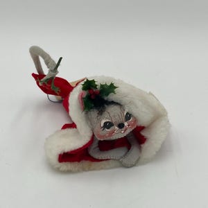 Annalee Christmas Mouse Doll in Red Stocking, Stocking Mouse Doll Mobiltree Meredith NH 1994 7” long w/ Tag (See Description)